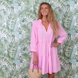 Honorine Short Giselle Tiered Mini Dress in Sugar Pink